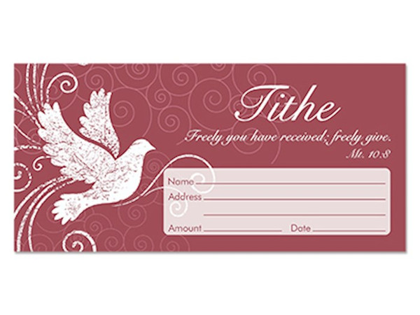 Offering Envelope-Tithe w/Dove (Matthew 10:8) (Pack Of 100) by Swanson
