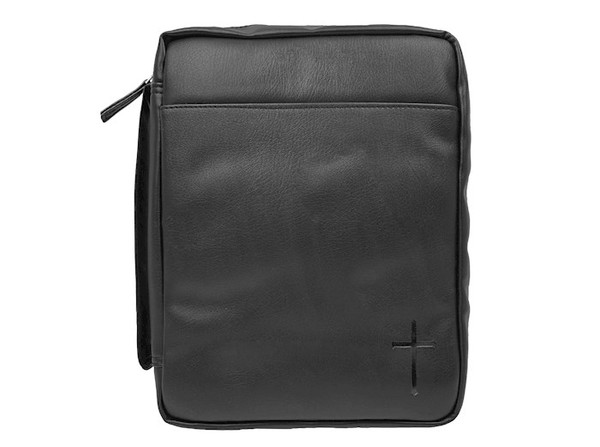 Bible Cover-Imitation Leather-Cross-XLG-Black by Swanson