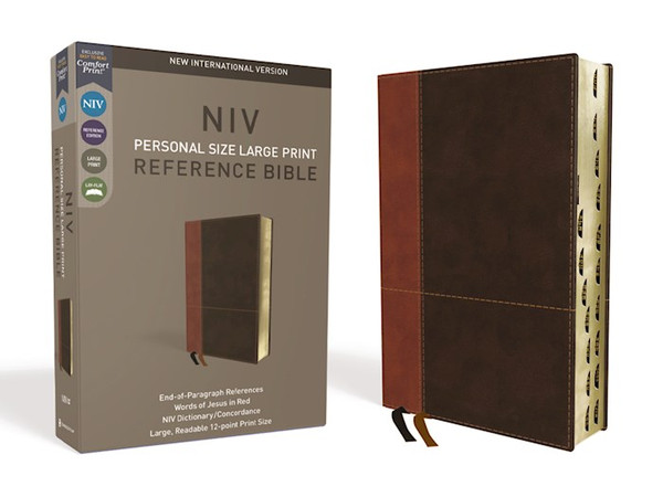 NIV Personal Size Large Print Reference Bible (Comfort Print)-Tan/Brown LeatherSoft Indexed by Zondervan