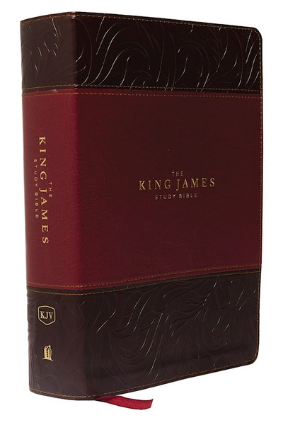 KJV Study Bible (Full-Color)-Burgundy/Dark Burgundy Leathersoft Indexed by Nelson Bibles