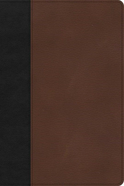 CSB Large Print Thinline Bible-Black/Brown LeatherTouch by CSB Bibles By Holm