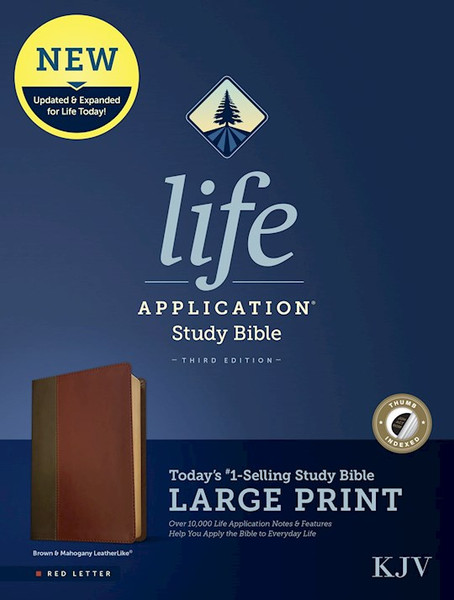 KJV Life Application Study Bible/Large Print (Third Edition)-RL-Brown/Mahogany Leatherlike Indexed by Tyndale House