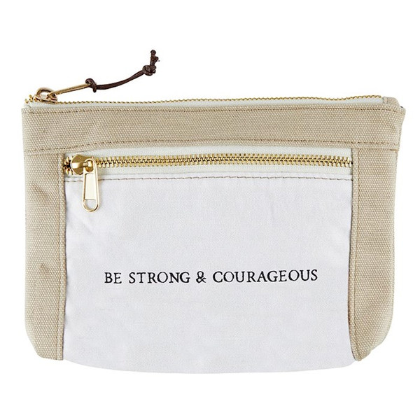 Cozy Pouch-Be Strong & Courageous-Canvas (8.5" x 5.5" x 1.5") by Heartfelt
