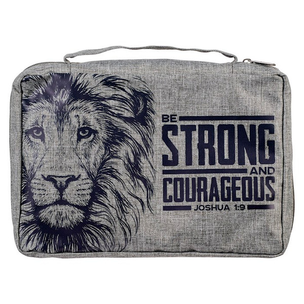 Bible Cover-Value-Strong & Courageous Joshua 1:9-Gray-MED by Christian Art Gift