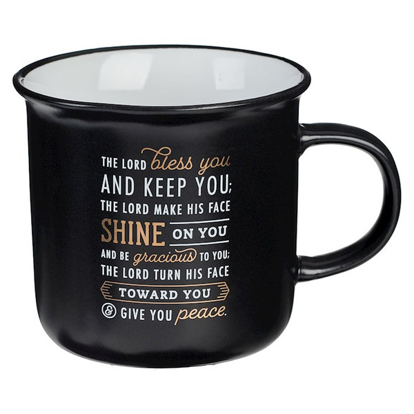 Mug-The Lord Bless You And Keep You (Numbers 6:24-26)-Black & Gold Camp Style (MUG908) by Christian Art Gift