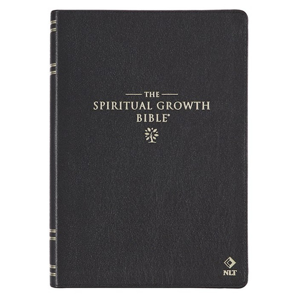 NLT Spiritual Growth Bible-Black Full-Grain Leather by Christian Art Gift