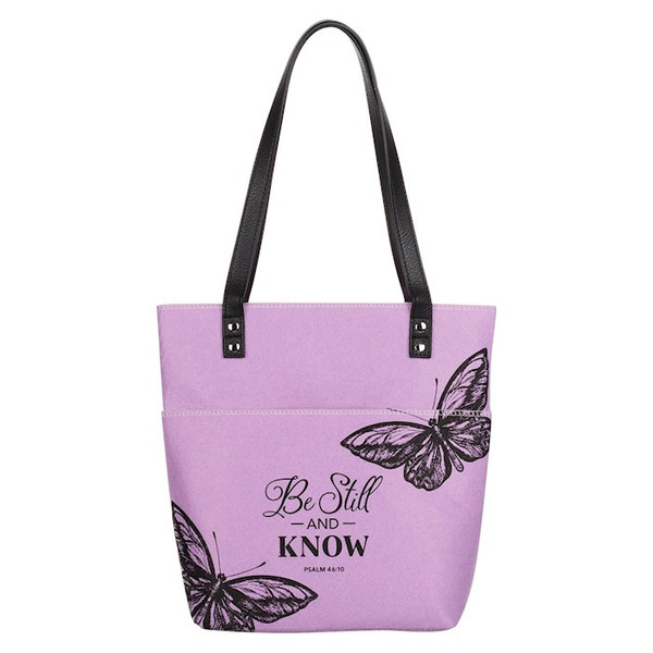 Tote Bag-Fashion-Be Still And Know-Lavender by Christian Art Gift