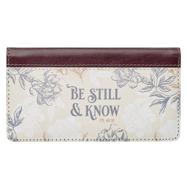 Checkbook/Wallet-Be Still & Know-Tan/Floral by Christian Art Gift