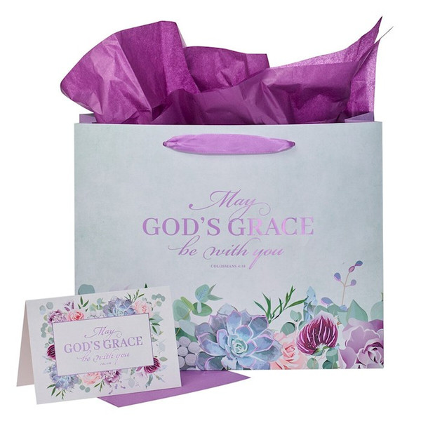 Gift Bag Large May God's Grace Be With You w/Card & Tissue by Christian Art Gift