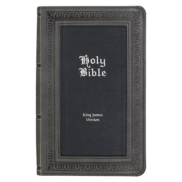 KJV Giant Print Bible-Gray/Black Faux Leather by Christian Art Gift