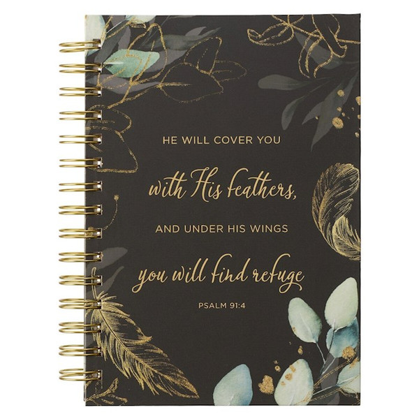Lg Wire Journal He Will Cover You Psalm 91:4 by Christian Art Gift