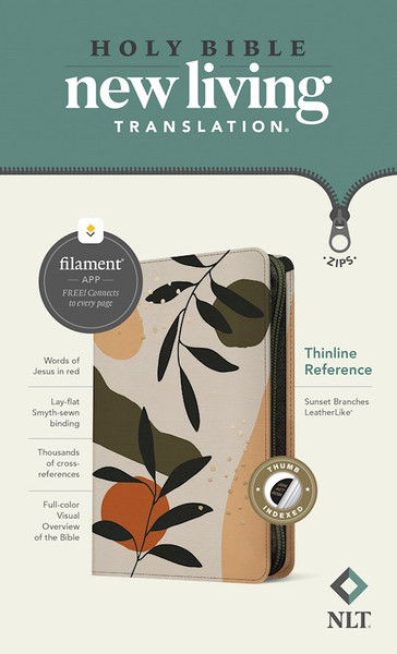 NLT Thinline Reference Zipper Bible Filament Enabled Edition-Sunset Branches LeatherLike Indexed) by Tyndale House