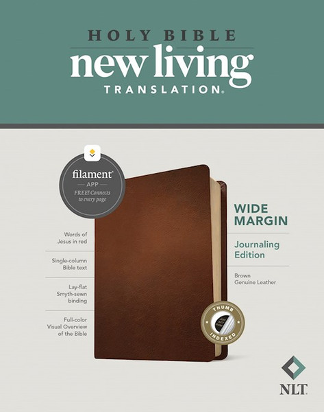 NLT Wide Margin Bible Filament Enabled Edition-Brown Genuine Leather Indexed by Tyndale House