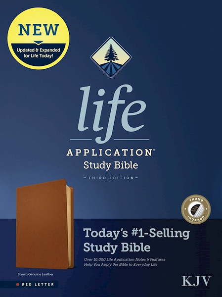 KJV Life Application Study Bible (Third Edition)-RL-Brown Genuine Leather Indexed by Tyndale House