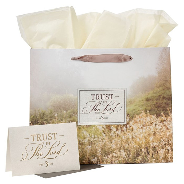 Gift Bag w/Card-Large Landscape-Trust in the Lord Proverbs 3:5 by Christian Art Gift