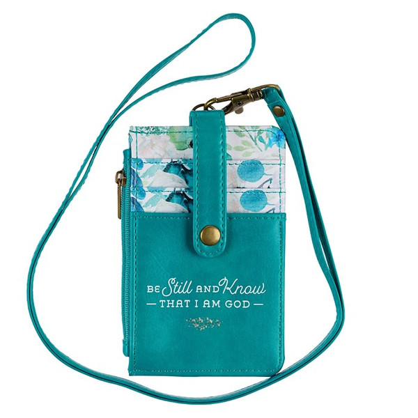 ID Card Holder Be Still and Know-Psalm 46:10-Teal/Floral by Christian Art Gift
