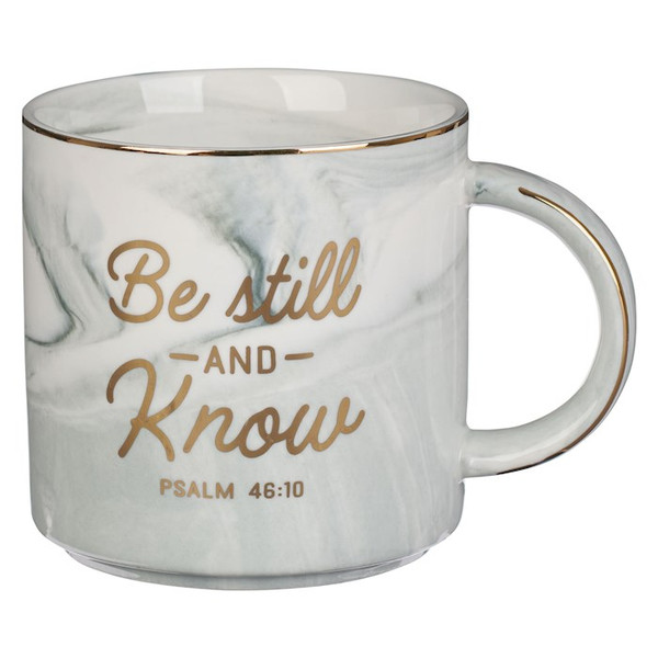 Mug-Be Still & Know (Psalm 46:10)-Gray Marbled (MUG931) by Christian Art Gift