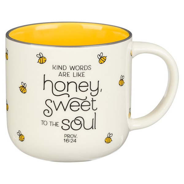 Mug-Kind Words Are Like Honey (Proverbs 16:24)-Yellow Bees (12 Oz) (MUG947) by Christian Art Gift