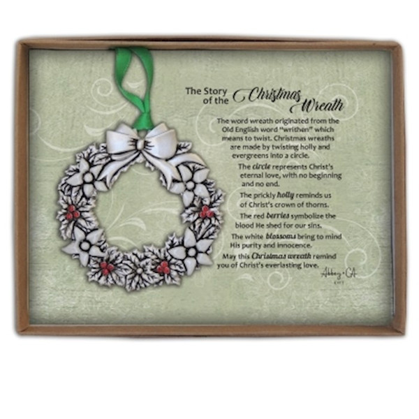 Ornament-Christmas Wreath w/Story Card & Gift Box by Christmas