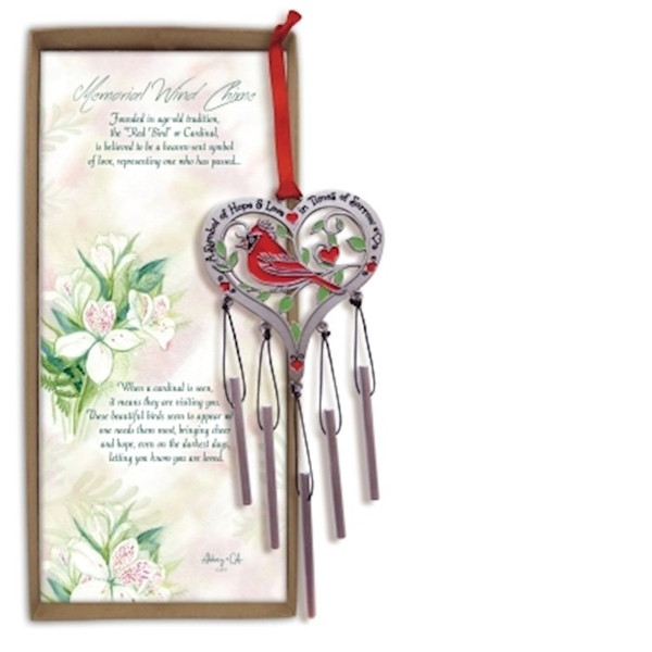 Wind Chime-Cardinal Heart-Boxed by CA Gift