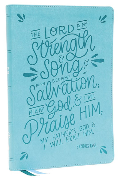 NKJV Thinline  Bible Verse Art Cover Collection (Comfort Print)-Teal Leathersoft Indexed by Nelson Bibles
