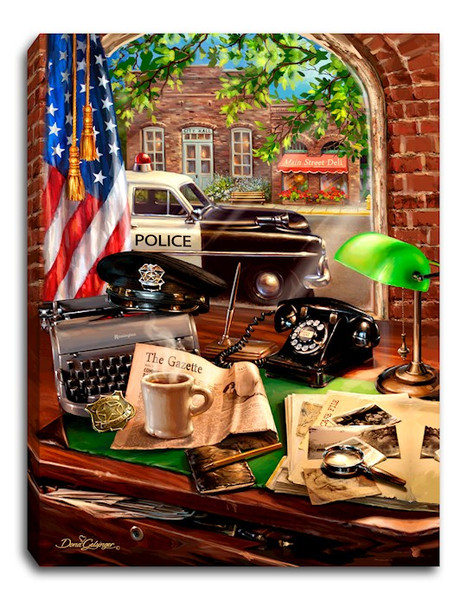 Mini Canvas-Police Officer-LED Tabletop w/Timer (8" x 6") by Glow Decor