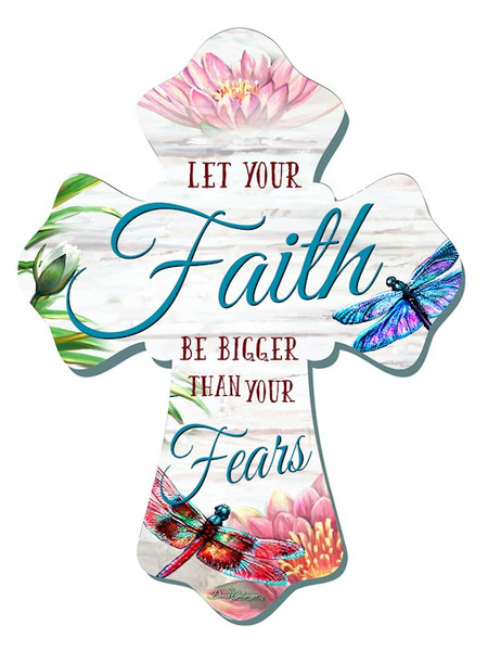 Wall Cross-Faith Over Fear (6" x 8") by Glow Decor