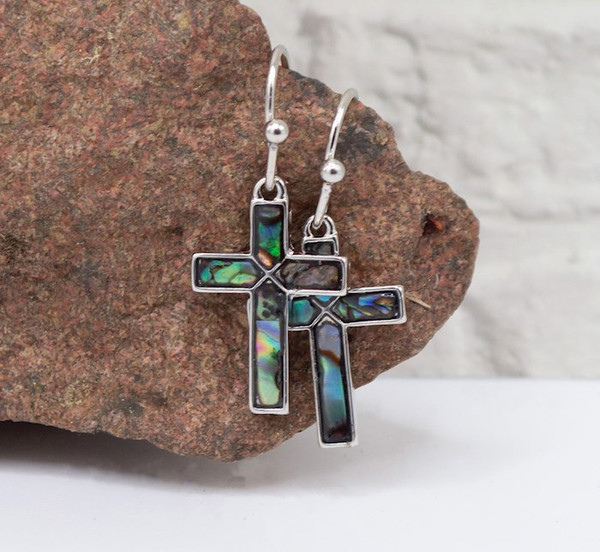 Earrings-Eden Merry-Cross-Abalone by Eden Merry