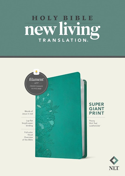 NLT Super Giant Print Bible/Filament Enabled Edition-Peony Rich Teal LeatherLike by Tyndale House