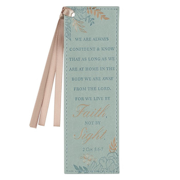 Bookmark-Faux Leather-Walk By Faith 2 Corinthians 5:7 by Christian Art Gift