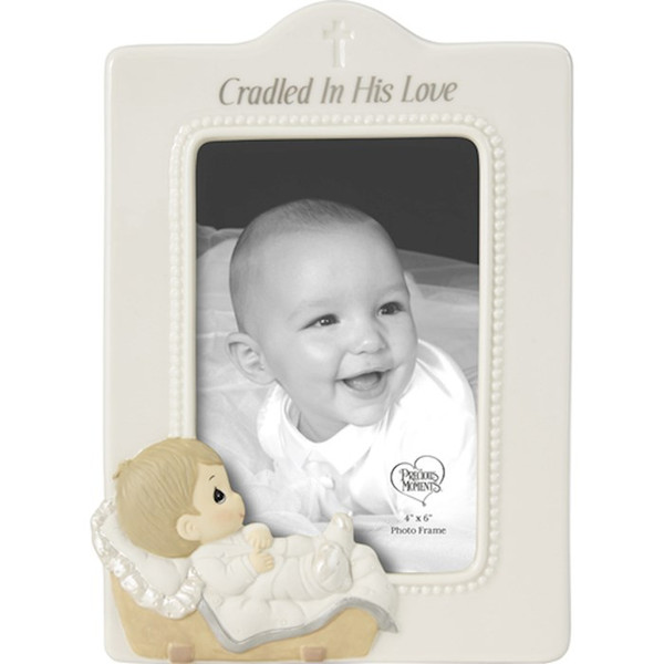 Photo Frame-Cradled In His Love-Boy (Holds 4x6 Photo) (8.25"H) by Precious Moments