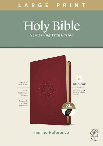 NLT Large Print Thinline Reference Bible Filament Enabled Edition-Berry LeatherLike Indexed by Tyndale House