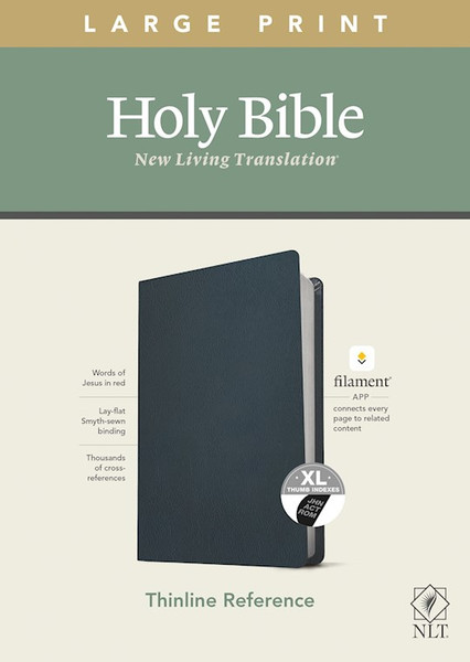 NLT Large Print Thinline Reference Bible/Filament Enabled Edition-Blue Genuine Leather Indexed by Tyndale House