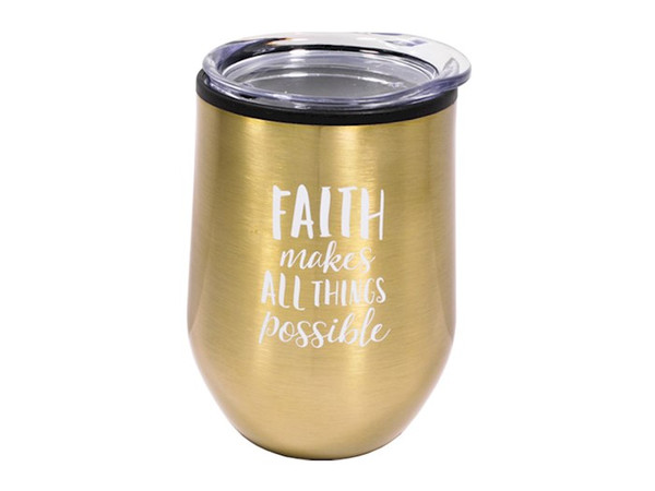 Mug Tumbler-Faith-Gold Stainless (12 Oz) by Stainless Steel