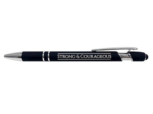 Soft Touch Gift Pen-Strong & Courageous-Black by Swanson
