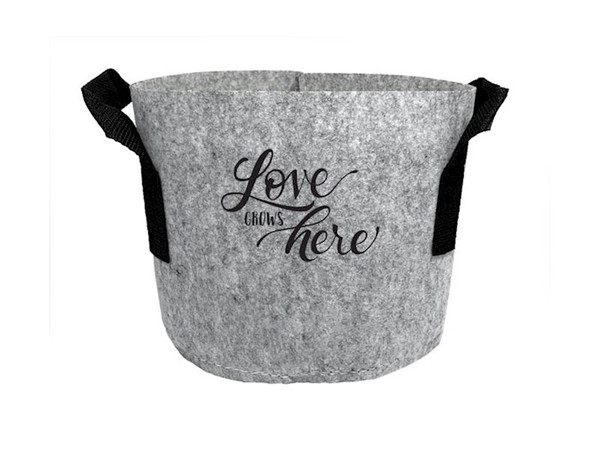 Grow Bag-Love Grows Here w/Handles-Gray (1 Gallon) by Swanson