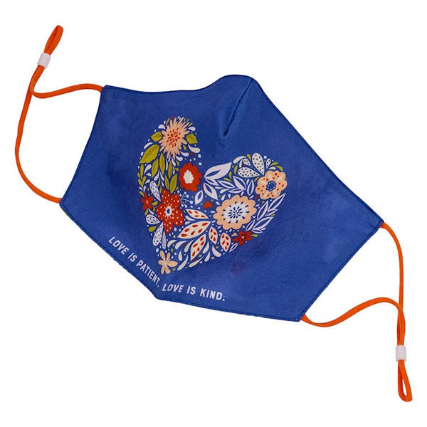 Face Mask-Love Is Patient. Love Is Kind. -Floral Heart by Christian Art Gift