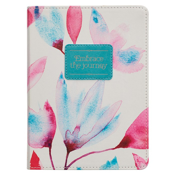 Journal Handy Faux Leather-Pink Petals/Embrace the Journey by Christian Art Gift