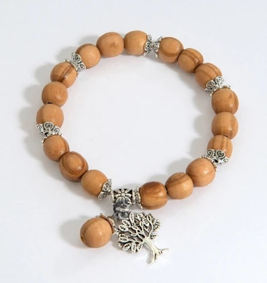 Bracelet-Tree Of Life Olive Wood Bead (#9818) by Holy Land Gifts