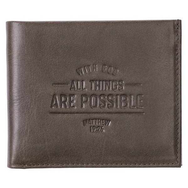 Wallet Leather With God All Things Are Possible Matt. 19:26 by Christian Art Gift