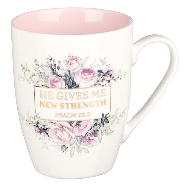 Ceramic Mug New Strength Psalm 23:3 by Christian Art Gift