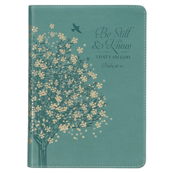 Journal-Classic LuxLeather-Be Still-Teal by Christian Art Gift