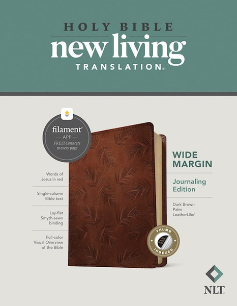 NLT Wide Margin Bible/Filament Enabled Edition-Dark Brown Palm LeatherLike Indexed by Tyndale House