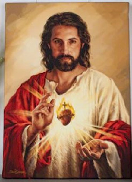 Frameless Canvas-Sacred Heart Of Jesus (10" x 14") by Gelsinger Dona