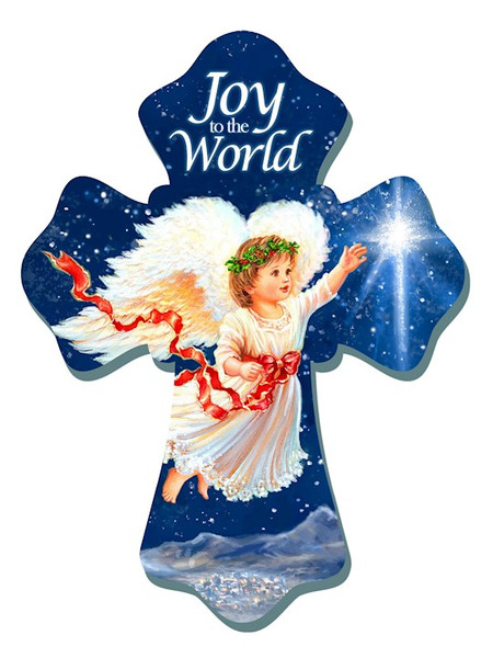 Wall Cross-Angel/Joy To the World (6" x 8") by Christmas