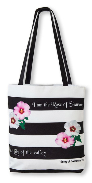 Tote Bag-Rose Of Sharon/Lily Of The Valley (Song Of Solomon 2:1) (#7901) by Holy Land Gifts