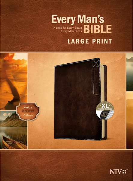 NIV Every Man's Bible/Large Print (Deluxe Explorer Edition)-Rustic Brown LeatherLike Indexed by Arterburn Stephen