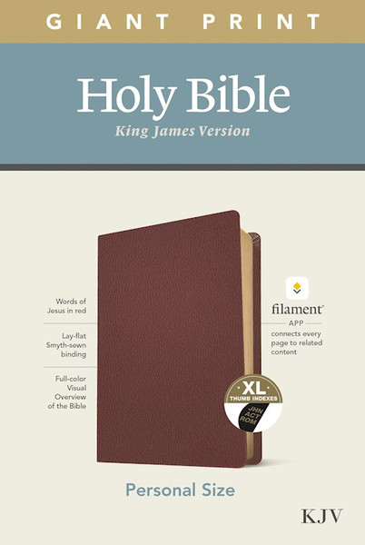 KJV Personal Size Giant Print Bible/Filament Enabled-Burgundy Genuine Leather Indexed by Tyndale House