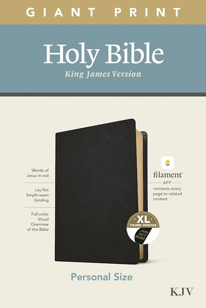 KJV Personal Size Giant Print Bible/Filament Enabled-Black Genuine Leather Indexed by Tyndale House