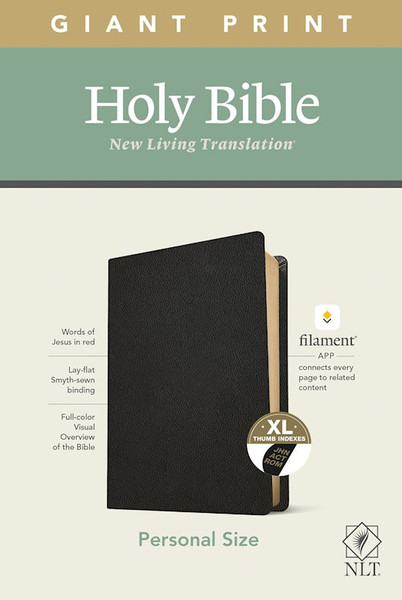 NLT Personal Size Giant Print Bible/Filament Enabled-Black Genuine Leather Indexed by Tyndale House